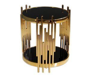 Okrągły stolik kawowy glamour czarno-złoty Rurki Anew 50x59