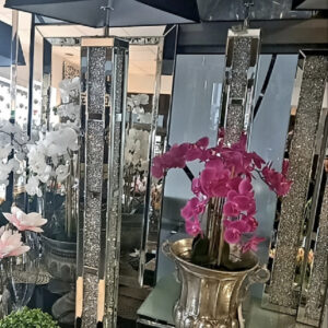Lustrzana lampa podłogowa z kryształkami Glamour Premium II