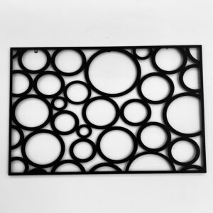Metalowy czarny panel dekoracyjny / obraz ażurowy kółka loftino 120x80