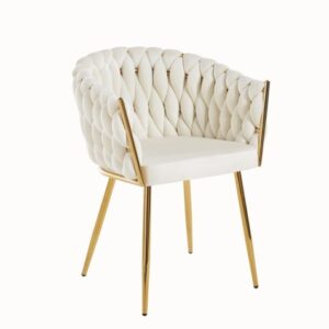 Krzesło biało-kremowe-złote Glamour Nowojorskie Luxury