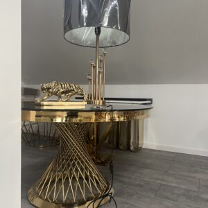 Lampa stołowa złota Diamenty Górskie Glamour Premium 72 cm XL Czarny abażur